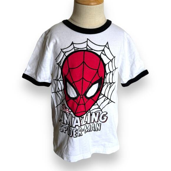 Gymboree Boys Tee Sz 4T Gym Friends Amazing Spider-Man Black‎ White Ringer Shirt - Picture 5 of 10